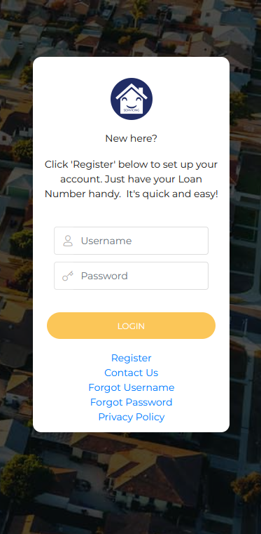 screen shot of customer portal